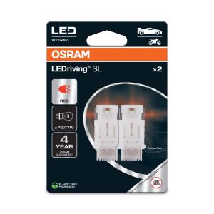 Osram LEDriving SL, ≜ P27/7W, Rouge, Double Blister (2 lampes), LED Retrofit, utilisation tout-terrain uniquement
