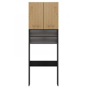 TOP E SHOP CDF Armoire de machine à laver Pola DK Couleur : anthracite – Chêne Artisan Armoire moderne au-dessus de la machine à laver Étagère