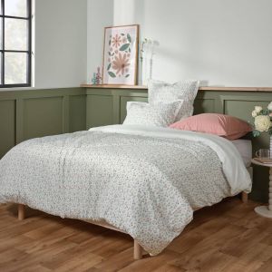 Housse de couette blanche &agrave; motifs 240 x 220 cm