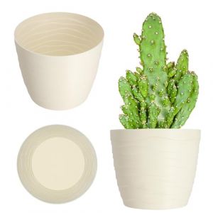 Kadax - Pot de Fleur Cache-Fleur Cr&egrave;me Rond 19cm Plastique