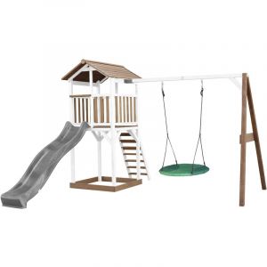 Axi Beach Tower with Summer Nest Swing Brown/White - Grey Slide