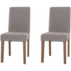 Mendler HW - Lot de 2 chaises de salle à manger Littau, chaise de cuisine à dossier haut, tissu/textile chenille bois gris clair, p