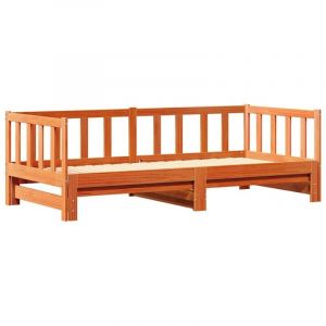 VidaXL Lit de jour escamotable sans matelas Marron cire 2x(90x190) cm