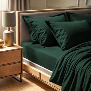 Nuit Des R&ecirc;ves Drap-Housse Premium Ranforce Super King (180 x 200 + 30 cm) | 100% Coton 155 Fils au Pouce carr&eacute;, Vert fonc&eacute;, Lavable en Machine &agrave; 30 &deg;C, Doux et Durable