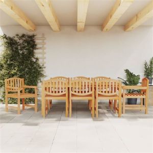 Image de VidaXL Ensemble &agrave; manger de jardin 9 pcs Bois de teck solide, table &agrave; manger, ensemble &agrave; manger, table de jardin, chaise &agrave; manger
