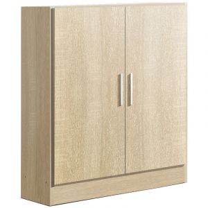 Pegane Armoire / placard de rangement de 2 portes coloris Chêne Cambrian - longueur 82 x profondeur 35 x hauteur 90 cm