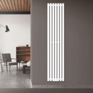 Luxe Bath Radiateur à Panneaux Design Stella 1800 x 370 mm, Blanc, Plat, Monocouche, Raccord Central, Radiateur Mural Vertical, Tubulaire, Radiateur