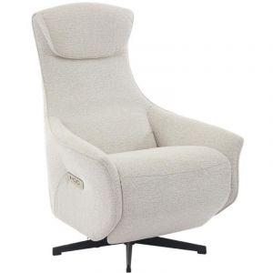 Vente-unique - Fauteuil relax électrique en tissu texturé beige tasemo