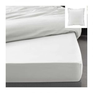 Douceur D'int&eacute;rieur - Drap housse qualit&eacute; hot&ecirc;l 160 x 200 cm + 2 taies en percale 78 fils Blanc