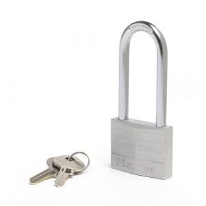 Master Lock 9150EURDLJ Cadenas à Clé en Aluminium Massif avec Anse Longue, Gris, 5 x 10,7 x 1,4 cm