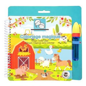 CTOP Carnet coloriage magique + stylo à eau - Dans la ferme - 10 pages - 16 x 16 cm