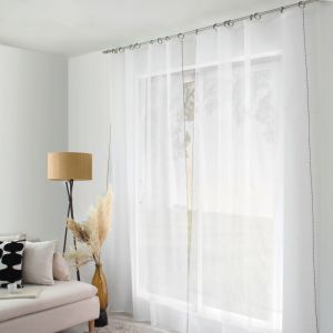 Voilage étamine avec anneaux noir métal 140 x 240 cm