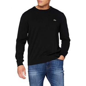 Lacoste Pull droit chin&eacute; coton biologique piqu&eacute; logo Noir