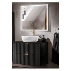 Image de AC-Déco Ensembles salle de bain - Ensemble meuble vasque à poser 80 cm en bois + miroir - Georgia Black Noir