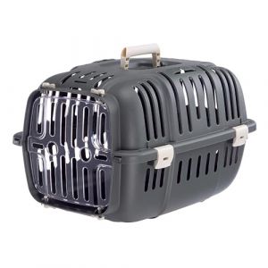 Ferplast Panier de Transport Rigide JET 10 pour Petits Chiens et Chats, Porte Transparente Antichoc, Grilles de ventilation