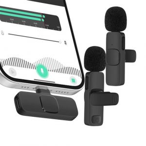 Avizar Micro cravate sans fil avec Récepteur USB C pour Smartphone Noir