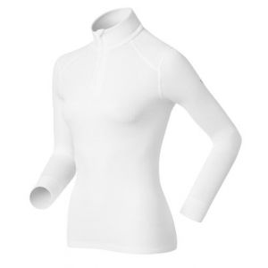 Image de Odlo Originals Warm T-Shirt chaud col zipp manches longues femme Blanc Taille Fabricant : XL