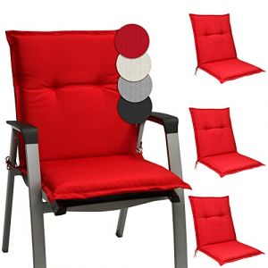 Image de Matelas Coussin pour Chaise Fauteuil de Jardin terrasse Base nl Set de 4 Rouge - Beautissu