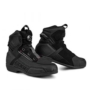 SHIMA EDGE VENTED Chaussure Moto Homme Cuir Ventil&eacute;s Homologu&eacute; Sneakers Protection Chevilles ATOP Fermeture &Eacute;clair Lat&eacute;rale Semelle Antid&eacute;rapante Basket &Eacute;t&eacute; Trail Bottes (Hommes, Ventil&eacute;s, Noir, 44)