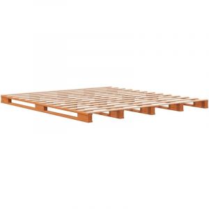 VidaXL Lit de Palette, Cadre de Lit Plate-forme Double Adulte, Meuble de Chambre à Coucher Intérieur, Moderne, Cire Marron 180x200 cm Bois de Pin Massif