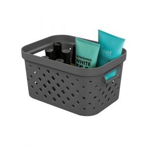 Sundis Pixel, panier de rangement 1,5l, en plastique gris recycl&eacute;, empilable, id&eacute;al pour la salle de bain, la chambre, la d&eacute;coration ou le bureau