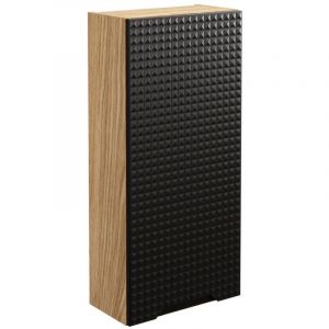 Meublorama - Meuble de rangement salle de bain velnia – 1 porte – 35 cm – Coloris chêne clair et noir – à suspendre