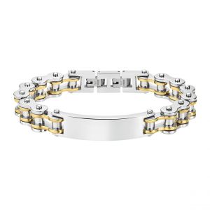 Image de Lotus Bracelet homme - Bracelet homme acier bicolore doré et argent t - Couleur de la matière:Blanc Taille/Longueur:221 cm