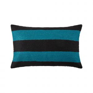 Housse De Coussin Horizona Noir Et Bleu Canard - Madura
