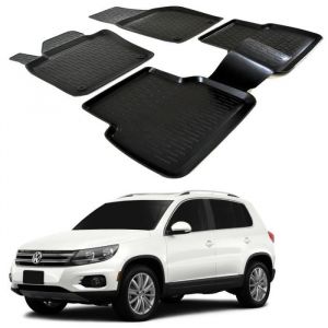 | 3D TAPIS DE SOL EN CAOUTCHOUC PREMIUM COMPATIBLE AVEC TIGUAN 2008-2016 4 pièces SCOUTT