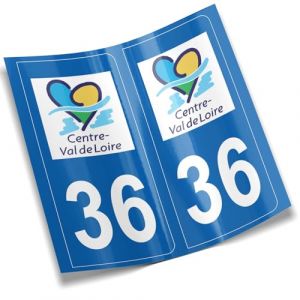 2 autocollants stickers plaque immatriculation voiture départements France