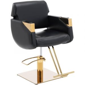 Chaise de coiffure avec repose-pieds - 880 - 1030 mm - 200 kg - noir / doré