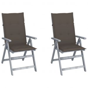 Image de VidaXL Chaises inclinables de jardin 2 pcs avec coussins Bois d'acacia 3369-Z - Triomphe