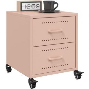 VidaXL Tables De Chevet 2 Pcs Rose 36x39x43,5 Cm Acier