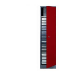 Image de Kupper Déstock %u2013 Armoire 1 porte et 1 étagère et 18 tiroirs - Rouge