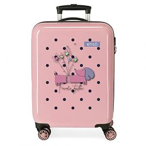 Image de Enso Friends Together Valise de Cabine Rose 38 x 55 x 20 cm Rigide ABS Fermeture à Combinaison latérale 34 l 2 kg 4 Roues Doubles Bagage à Main, Rose, Valise Cabine