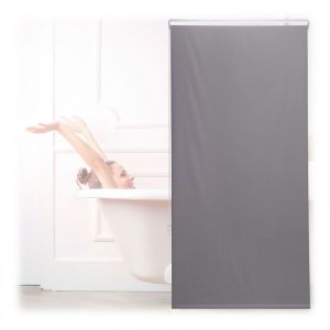 Relaxdays Store de baignoire, 80x240 cm, rideau de douche hydrofuge, plafond & fenêtre, pare-bain, salle de bain, gris