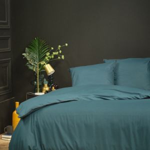 Today Parure de lit double en coton "Hotel Tropik" - Bleu paon - 240 x 260 cm