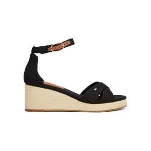 Tommy Hilfiger Espadrilles Compensées Femme Flag Criss-Cros Mid à Bride Cheville, Noir (Black), 38
