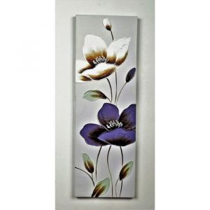 Tableau déco Toile peinte à la main - 30x90x3cm - Motif Fleurs