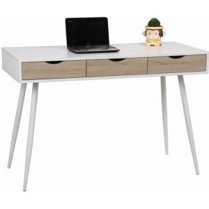 Price Factory - Bureau florida scandinave 3 tiroirs coloris blanc - Blanc