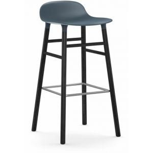 Normann Copenhagen Tabouret FORM BARSTOOL H 75 cm avec piètement en bois noir (Bleu - Polipropilene e legno nero)