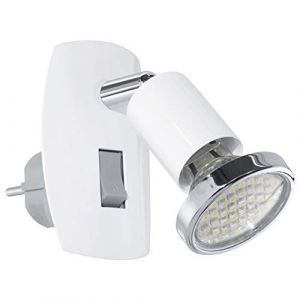 Image de Eglo Lampe Fiche mini 4 acier, 1 x GU10 2,5 W LED avec ampoule incluse, interrupteur pour un sur la lampe, 7 x 10 cm Blanc/chromé 92925