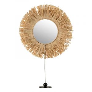 Image de Miroir sur Pied en Rotin Déco "Raphia" 51cm Naturel Prix