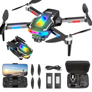 Drone Avec 2 Camera Reglage Electrique Camera, Gukkk 4k Mini Drone Camera Pliable Active D'evitement D'obstacles, Drone Quadricopter-Gukkk