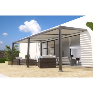Image de Couleurs du monde Pergola bioclimatique adossée Canberra - Aluminium - 3x6m