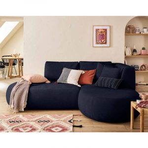 Santorini - canap&eacute; modulable d'angle droit - 4 places - en tissu textur&eacute; - Bleu marine