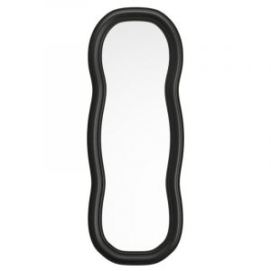Vente-unique - Miroir organique en bois de paulownia - l. 60 x h. 160 cm - Noir - tayli
