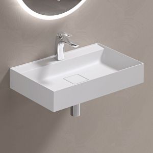 Lavabo Suspendu avec Bonde Vasque à Poser Blanc Mat 50x38x12cm Lave Mains Rectangulaire avec Perçage de Robinet Colossum630 - Doporro