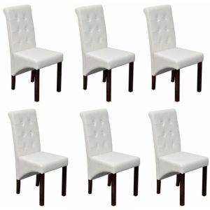 Décoshop26 Lot de 6 chaises de salle à manger cuisine capitonné design classique en similicuir blanc CDS022167