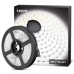 LE Ruban LED 5m, Bande LED Autocollant 300 LEDs SMD 2835 Lumière Blanche 6000K, Bandeau LED 16W 2300lm pour Chambre, Mariage, Soirée, Bar, Présentoir, Vitrine